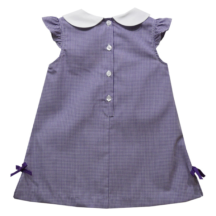 LSU Embroidered Purple Gingham A Line Dress - Vive La Fête - Online Apparel Store