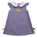 LSU Embroidered Purple Gingham A Line Dress - Vive La Fête - Online Apparel Store