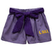 LSU Tigers Embroidered Purple Gingham Girls Short With Sash
