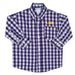LSU Emb Big Check Purple Button Down Shirt Long Sleeve