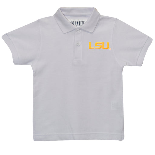 LSU Embroidered White Short Sleeve Polo Box Shirt - Vive La Fête - Online Apparel Store