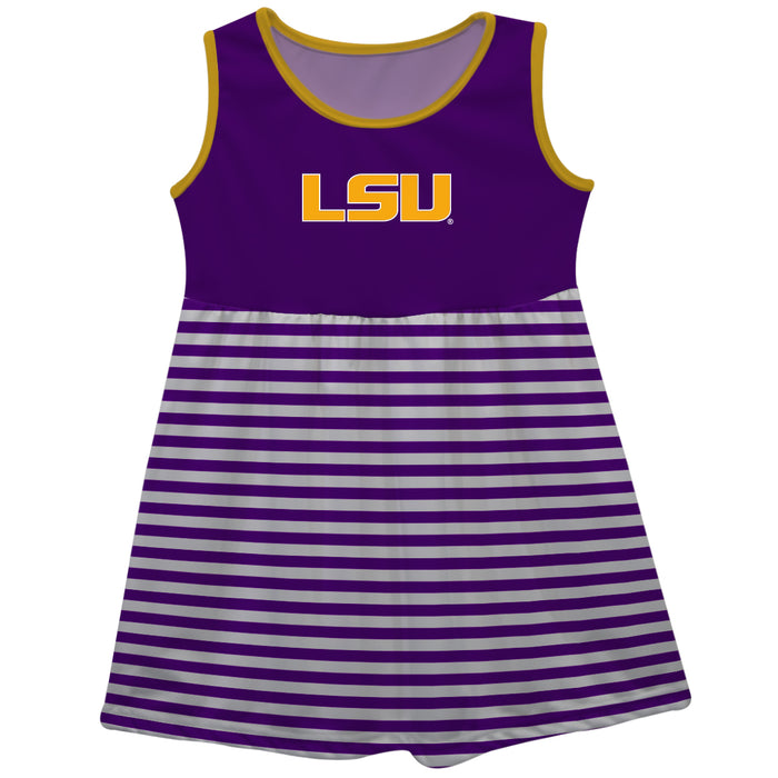 Louisiana State University Tigers Purple and White Sleeveless Tank Dress with Stripes on Skirt by Vive La Fete
