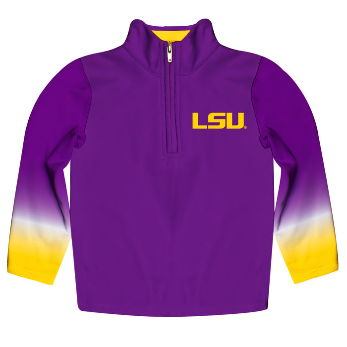 LSU Tigers Purple And Gold Degrade Long Sleeve Zip Pull Over - Vive La Fête - Online Apparel Store