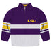 LSU Logo Stripes Purple Long Sleeve Quarter Zip Sweatshirt - Vive La Fête - Online Apparel Store