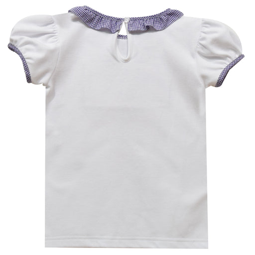 LSU Smocked Girls Knit White Tee Shirt Short Sleeve - Vive La Fête - Online Apparel Store