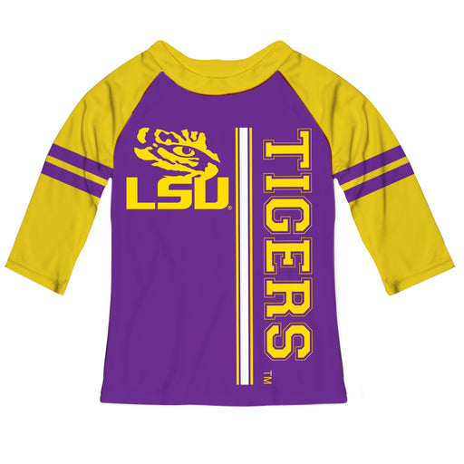LSU Tigers Purple Girls Tee Raglan Three Quarter Sleeve - Vive La Fête - Online Apparel Store