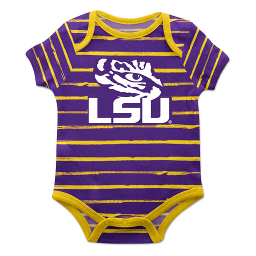 LSU Stripe Purple and Gold Boys Onesie Short Sleeve - Vive La Fête - Online Apparel Store