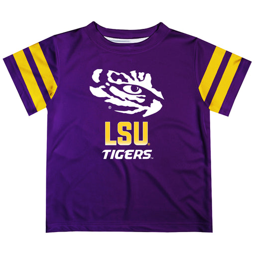 LSU Tigers Stripes Purple Short Sleeve Tee Shirt - Vive La Fête - Online Apparel Store