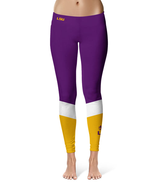 LSU Tigers Vive La Fete Game Day Collegiate Ankle Color Block Women Purple Gold Yoga Leggings