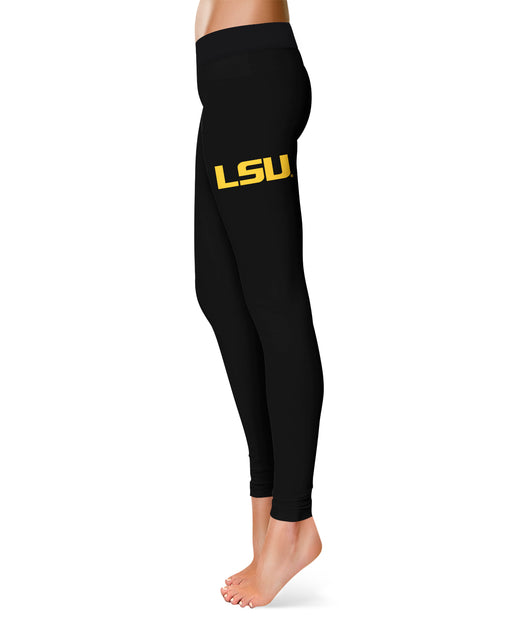 LSU Tigers Vive La Fete Game Day Collegiate Large Logo on Thigh Women Black Yoga Leggings 2.5 Waist Tights