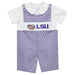LSU Smocked Embroidered Purple Check Jon Jon and  Short Sleeve Shirt - Vive La Fête - Online Apparel Store