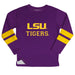 LSU Tigers Stripes Purple Long Sleeve Fleece Sweatshirt Side Vents - Vive La Fête - Online Apparel Store