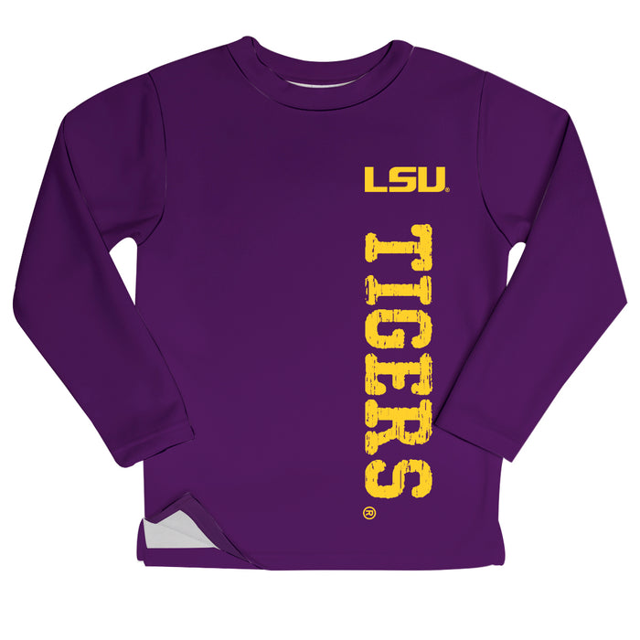 LSU Tigers Tigers Logo Purple Long Sleeve Fleece Sweatshirt Side Vents - Vive La Fête - Online Apparel Store