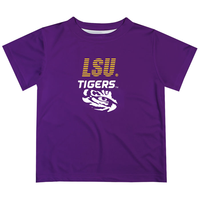 LSU Tigers Solid Stripped Logo Purple Short Sleeve Tee Shirt - Vive La Fête - Online Apparel Store