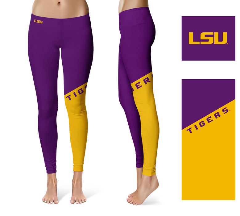 LSU Tigers Vive La Fete Game Day Collegiate Leg Color Block Women Purple Gold Yoga Leggings - Vive La Fête - Online Apparel Store