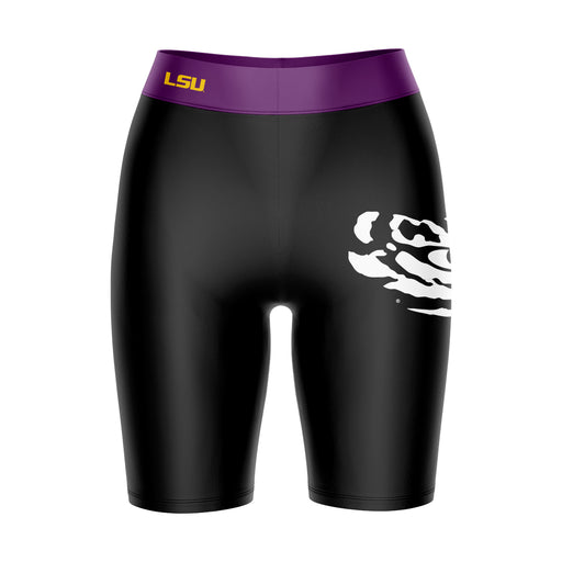 LSU Tigers Vive La Fete Game Day Logo on Thigh and Waistband Black and Purple Women Bike Short 9 Inseam