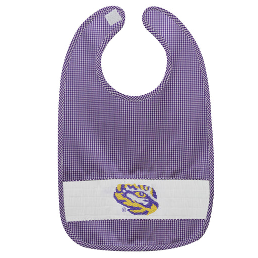 LSU Tigers Smocked Purple Gingham BIB - Vive La Fête - Online Apparel Store