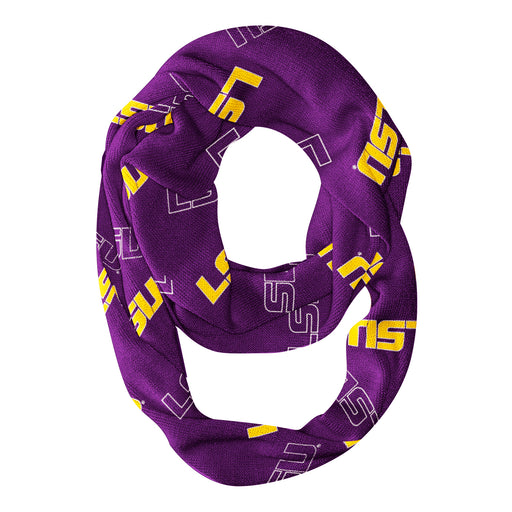 LSU Tigers Vive La Fete Repeat Logo Game Day Collegiate Women Light Weight Ultra Soft Infinity Scarf