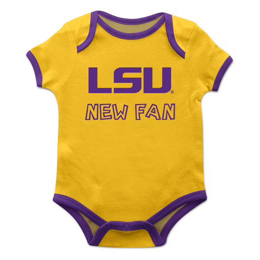 Louisiana State University Tigers Vive La Fete Infant Gold Short Sleeve Onesie New Fan Logo and Mascot Bodysuit