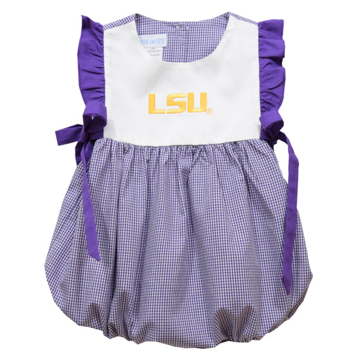 LSU Tigers Embroidered Purple Gingham Girls Bubble