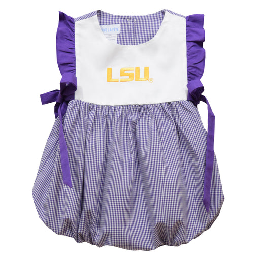 LSU Tigers  Embroidered Purple Gingham Girls Bubble