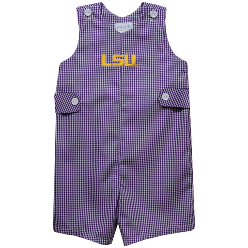 LSU Tigers  Embroidered Purple Gingham Boys Jon Jon