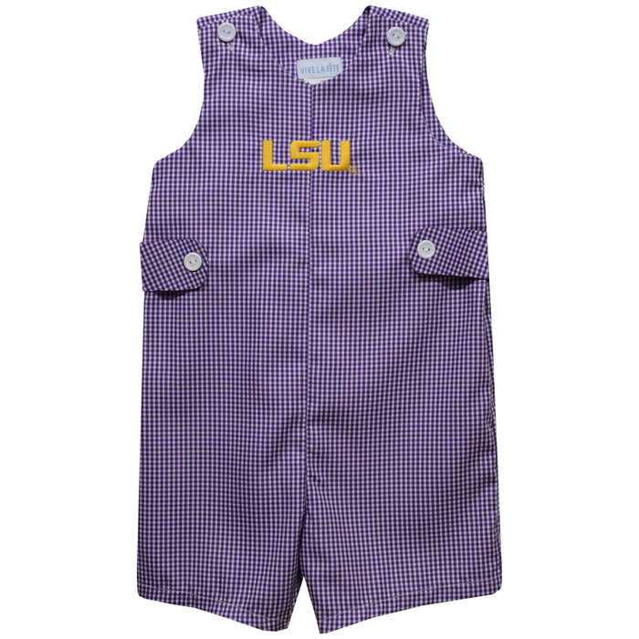 LSU Tigers  Embroidered Purple Gingham Boys Jon Jon