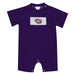 Louisiana State University Tigers Smocked Purple Knit Short Sleeve Boys Romper