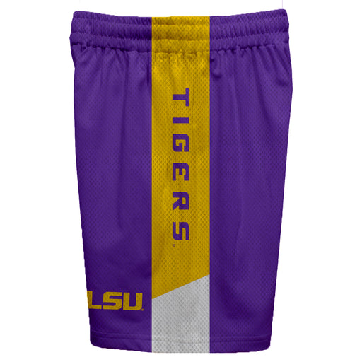 LSU Tigers Vive La Fete Game Day Purple Stripes Boys Solid Gold Athletic Mesh Short - Vive La Fête - Online Apparel Store