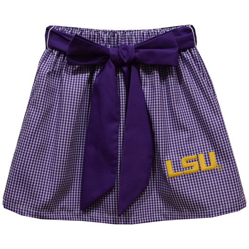 LSU Tigers  Embroidered Purple Gingham Skirt with Sash
