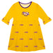 LSU Tigers Vive La Fete Girls Game Day 3/4 Sleeve Solid Gold All Over Logo on Skirt