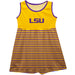 Louisiana State University Tigers Vive La Fete Girls Game Day Sleeveless Tank Dress Solid Gold Logo Stripes on Skirt