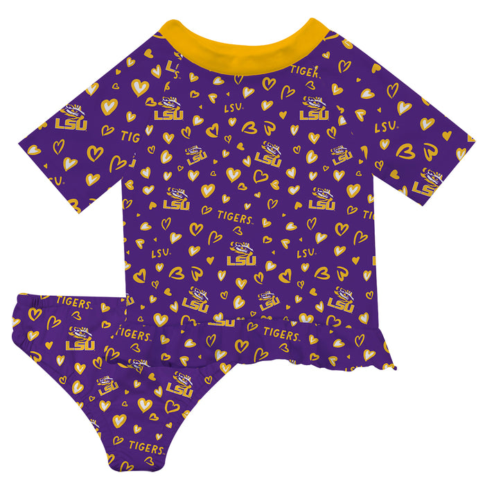 LSU Tigers Vive La Fete All Over Logo Purple Long Sleeve Bikini Set
