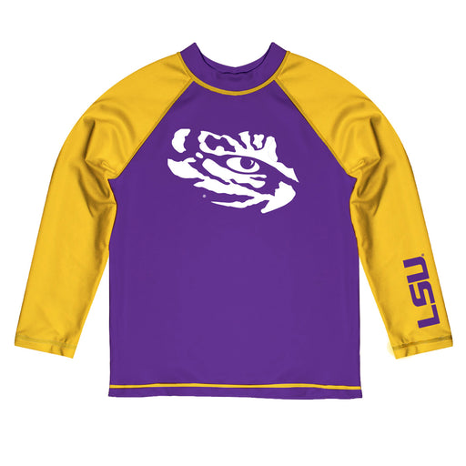 LSU Tigers Vive La Fete Purple and Gold Long Sleeve Raglan Rashguard 