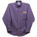 LSU Tigers  Embroidered Purple Gingham Long Sleeve Button Down Shirt