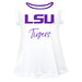 LSU Tigers Vive La Fete Girls Game Day Short Sleeve White Top with School Logo and Name