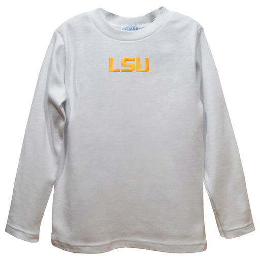 LSU Tigers Embroidered White Long Sleeve Boys Tee Shirt