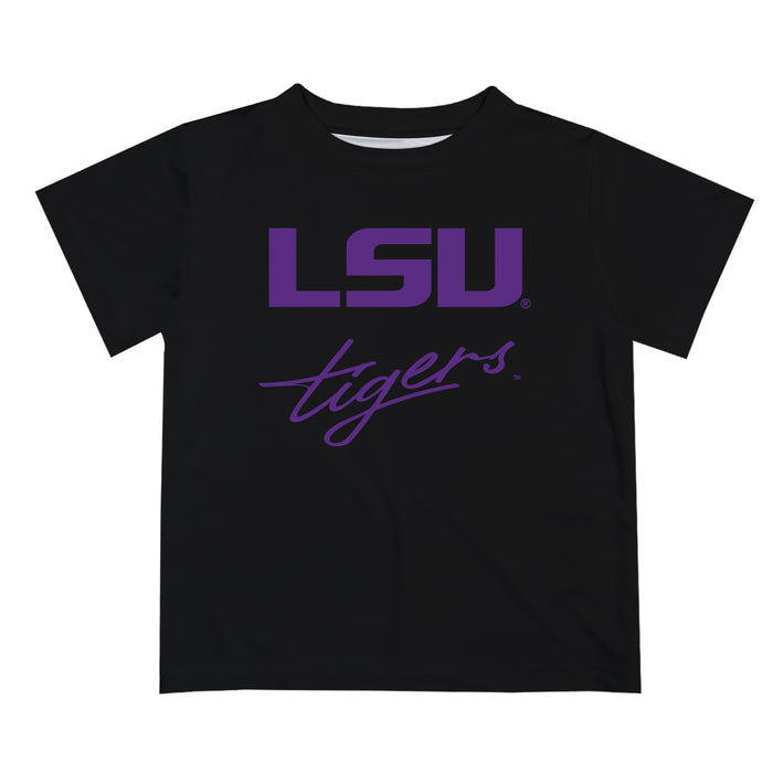 LSU Tigers Vive La Fete Script V1 Black Short Sleeve Tee Shirt