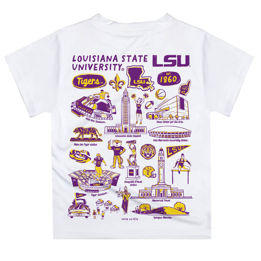 LSU Tigers Hand Sketched Vive La Fete Impressions Artwork Boys Purple Short Sleeve Tee Shirt - Vive La Fête - Online Apparel Store