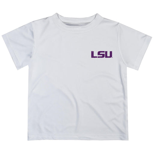 LSU Tigers Hand Sketched Vive La Fete Impressions Artwork Boys White Short Sleeve Tee Shirt