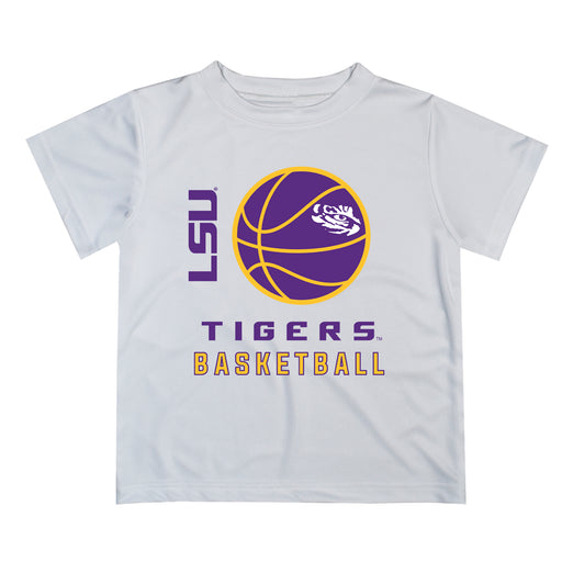 LSU Tigers Vive La Fete Basketball V1 White Short Sleeve Tee Shirt