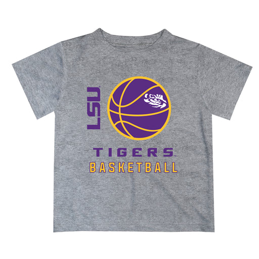 LSU Tigers Vive La Fete Basketball V1 Gray Short Sleeve Tee Shirt