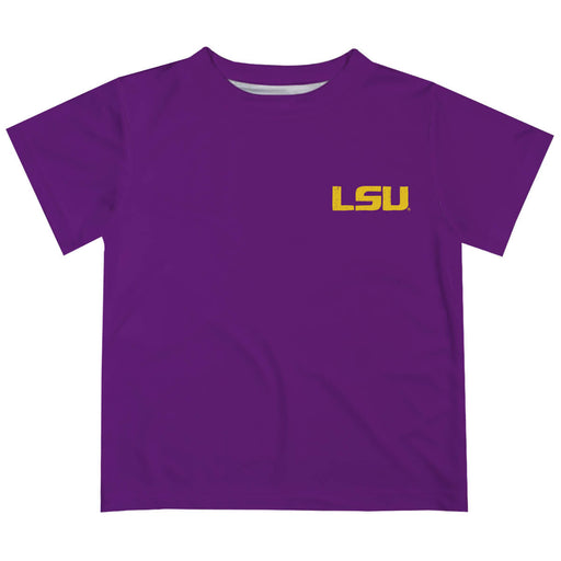 LSU Tigers Hand Sketched Vive La Fete Impressions Artwork Boys Purple Short Sleeve Tee Shirt