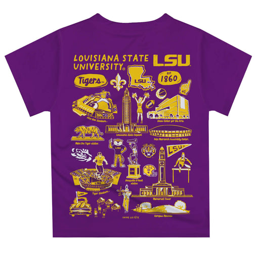 LSU Tigers Hand Sketched Vive La Fete Impressions Artwork Boys Purple Short Sleeve Tee Shirt - Vive La Fête - Online Apparel Store