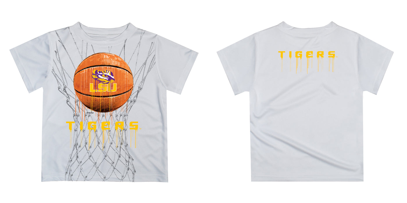 LSU Tigers Dripping Basketball White T-Shirt by Vive La Fete - Vive La Fête - Online Apparel Store