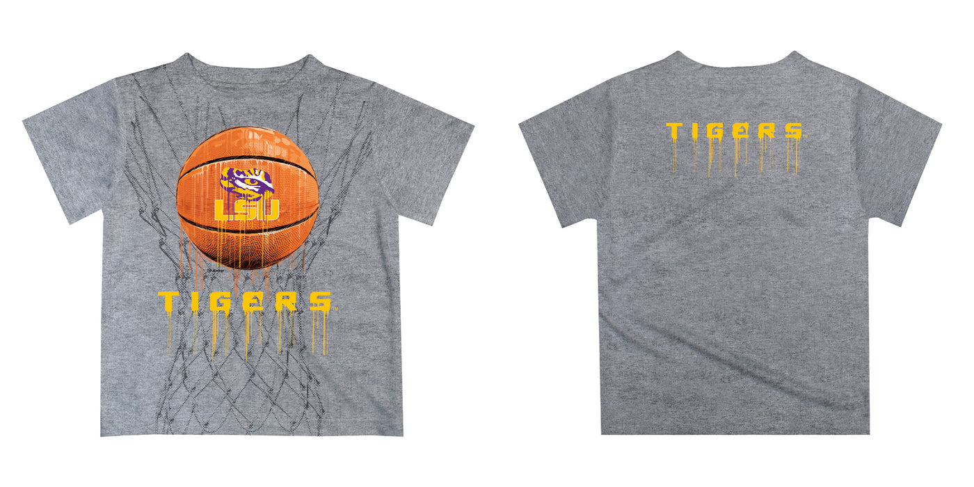 LSU Tigers Dripping Basketball Purple T-Shirt by Vive La Fete - Vive La Fête - Online Apparel Store