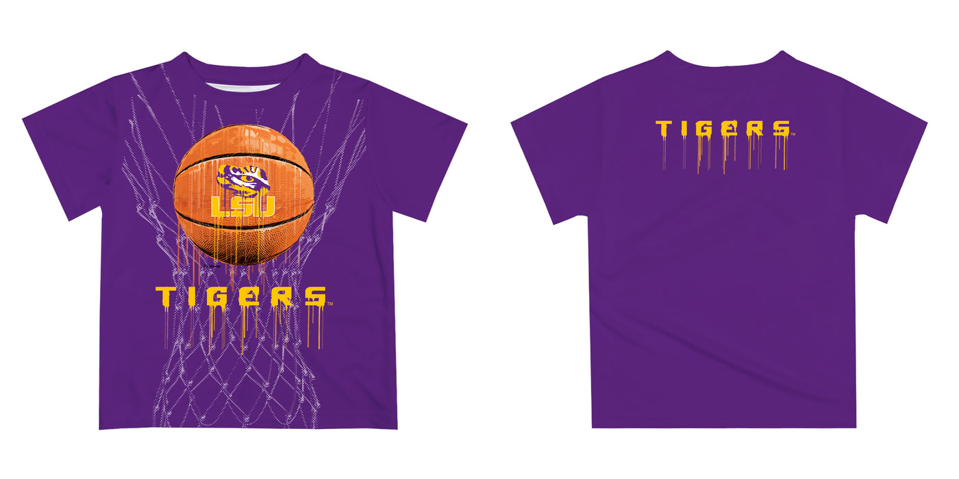 LSU Tigers Dripping Basketball Purple T-Shirt by Vive La Fete - Vive La Fête - Online Apparel Store