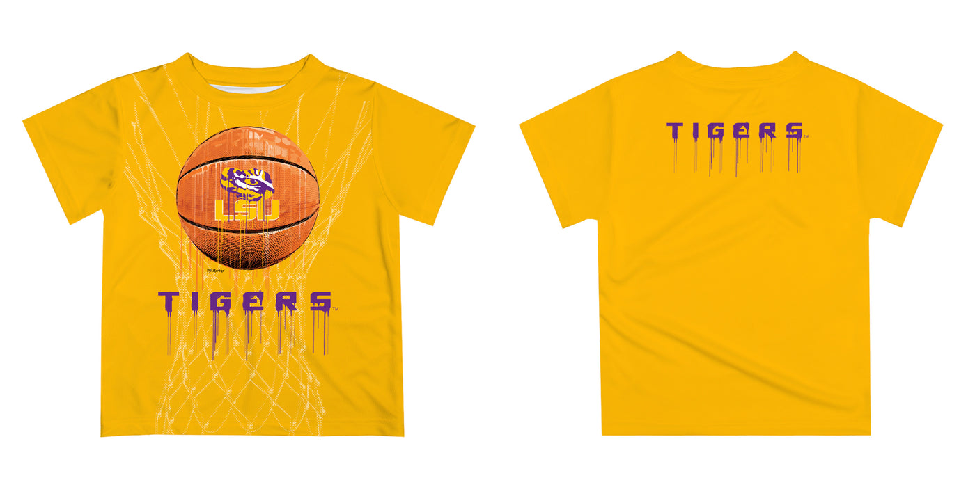 LSU Tigers Dripping Basketball Purple T-Shirt by Vive La Fete - Vive La Fête - Online Apparel Store