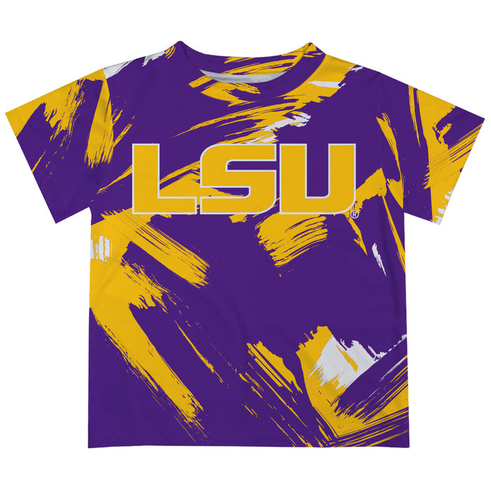 LSU Tigers Vive La Fete Boys Game Day Purple Short Sleeve Tee Paint Brush