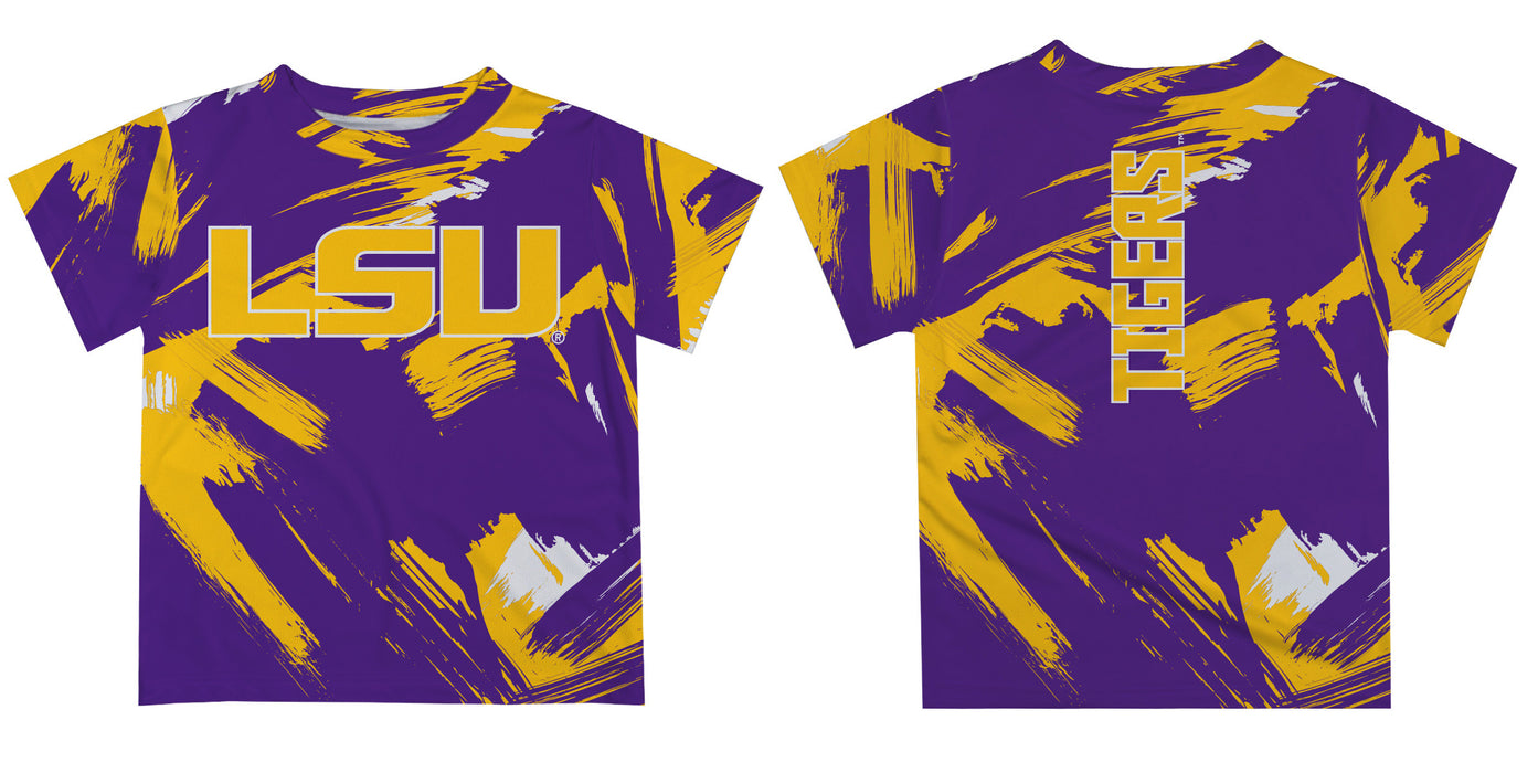 LSU Tigers Vive La Fete Boys Game Day Purple Short Sleeve Tee Paint Brush - Vive La Fête - Online Apparel Store